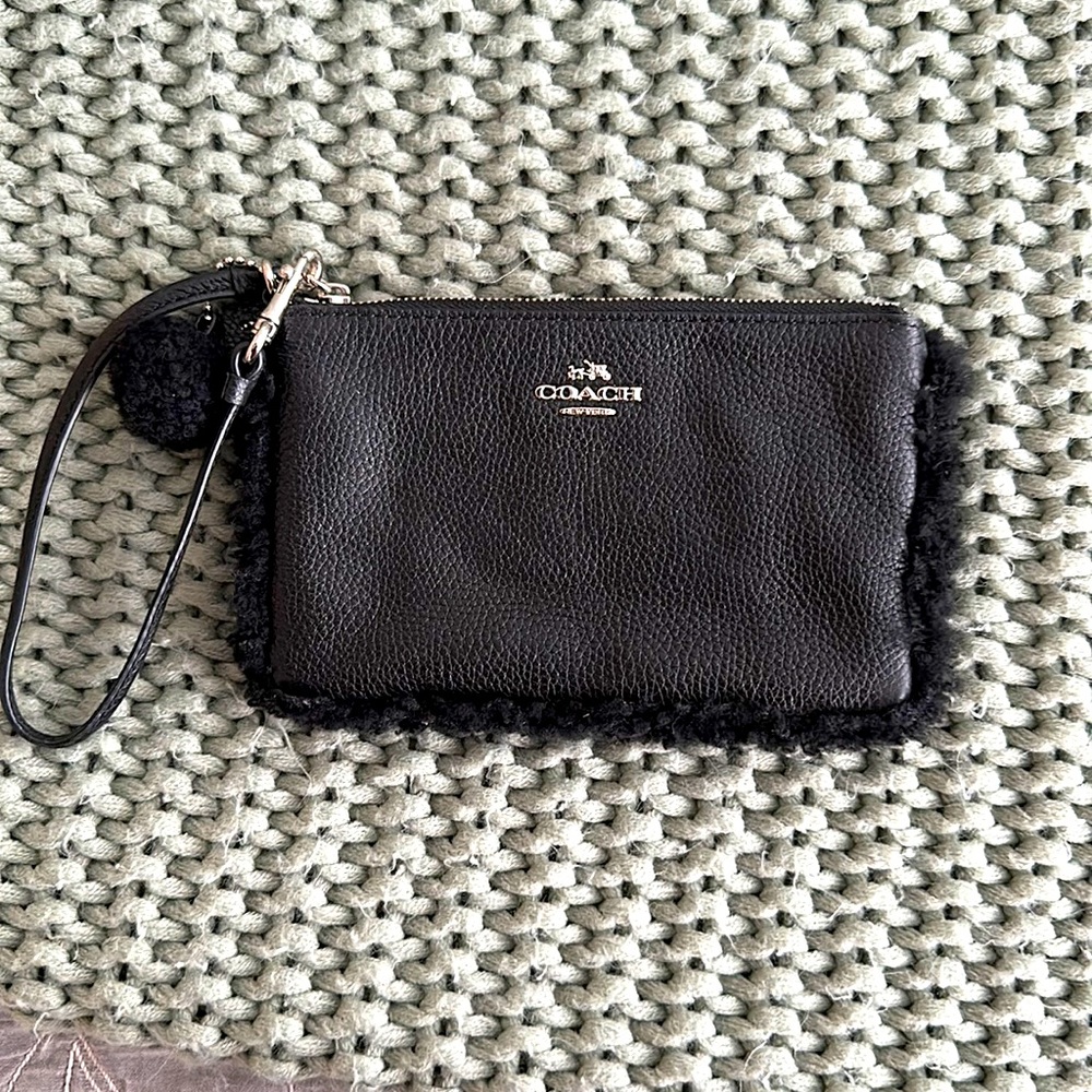 Coach Sherpa Black wristlet